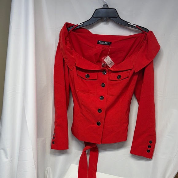 7 th Avenue New York Scarlet red Button-Down long sleeve pocket  Shirt size 8 - Picture 1 of 10